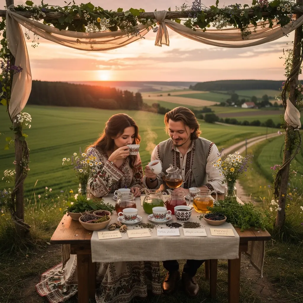 Arbatos ceremonija, kurioje dalyvauja šeima ir draugai, simbolizuojanti bendrumą.