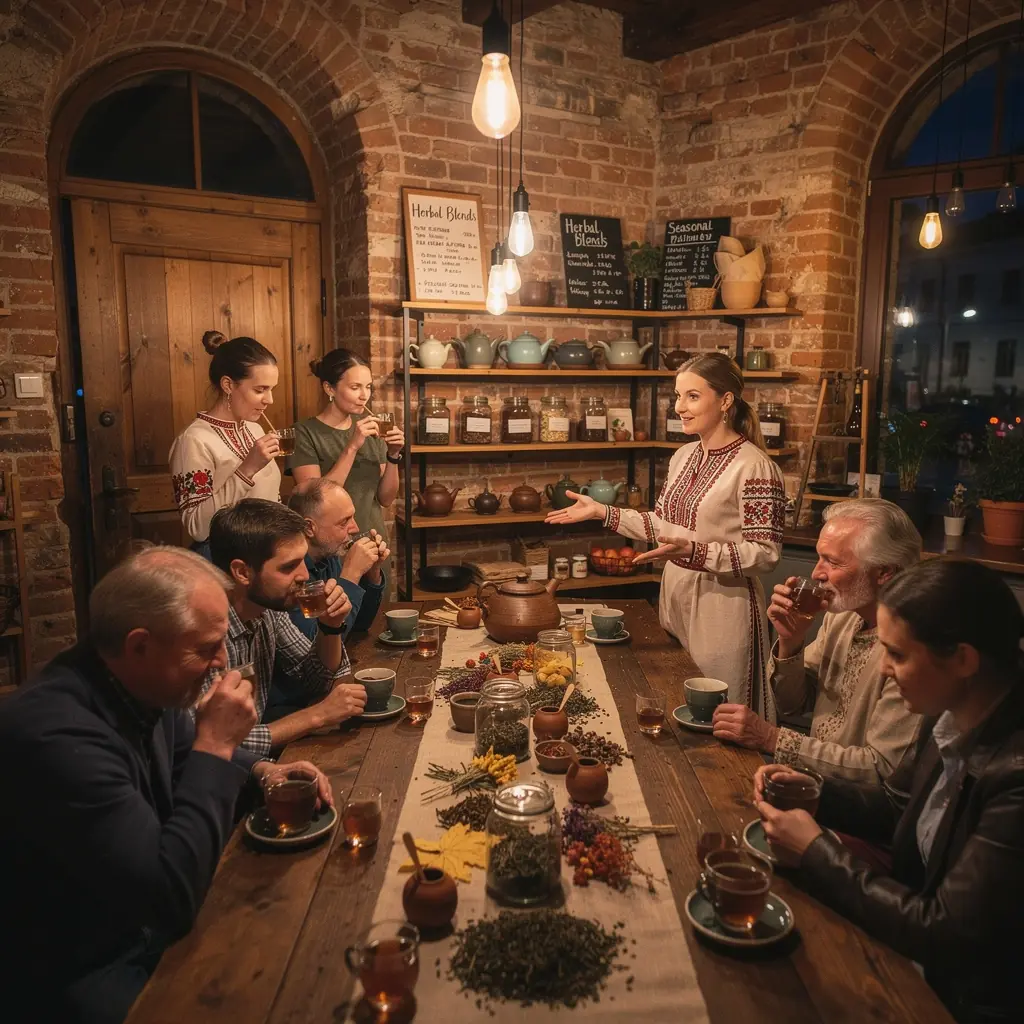 Skaidrus puodelis arbatos, iš kurio sklinda kvapnios žolelių aromatai.